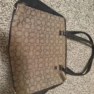 Coach Signature Canvas Tote Bag - Brown and Black